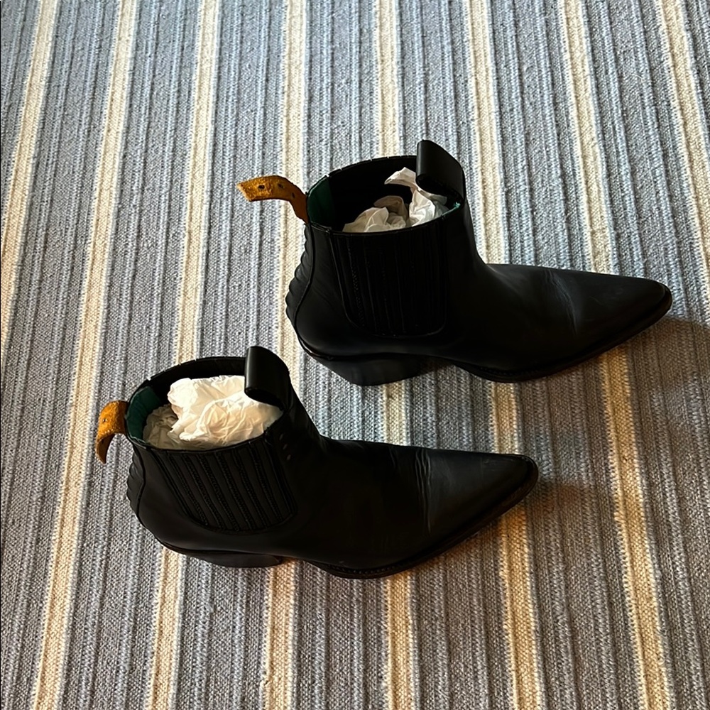 Black Leather Ankle Boots - Picture 2 of 8